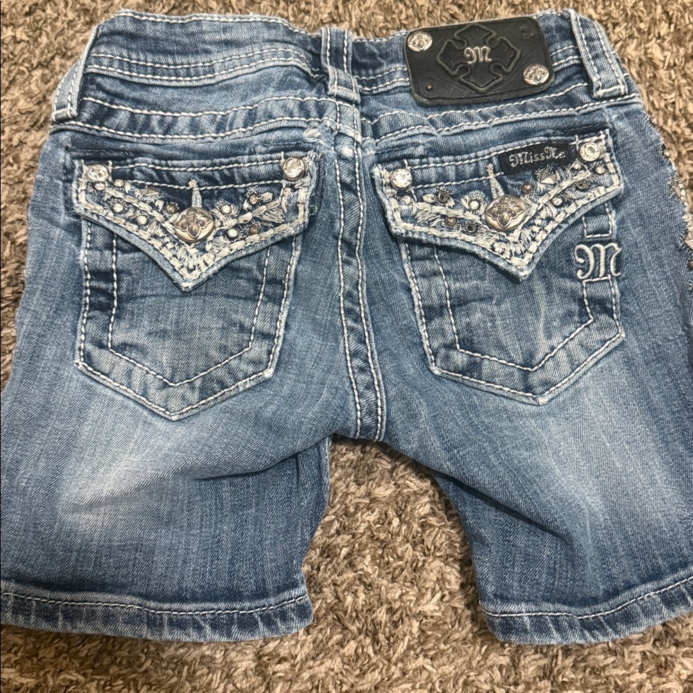 Miss Me jean embellished bling bling girl mid shorts size 7